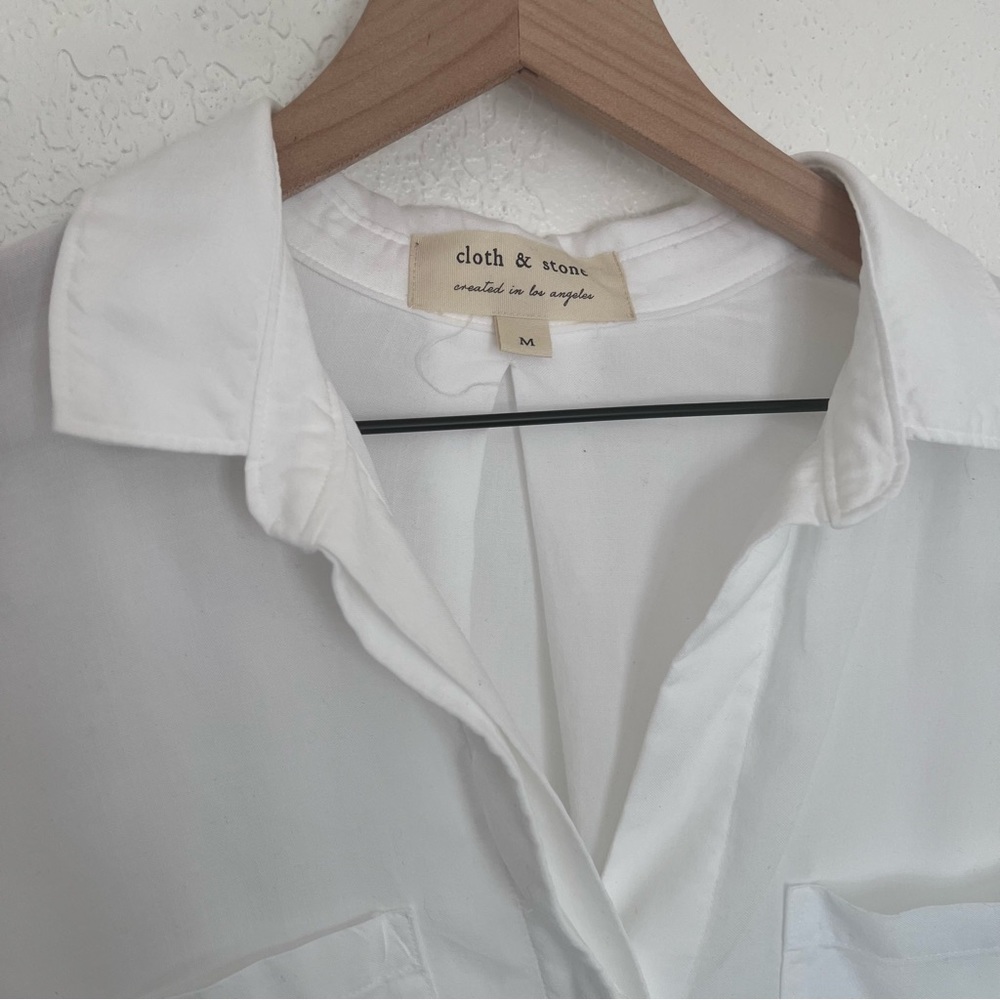 Cloth And Stone White Button Down Split Back Size… - image 6